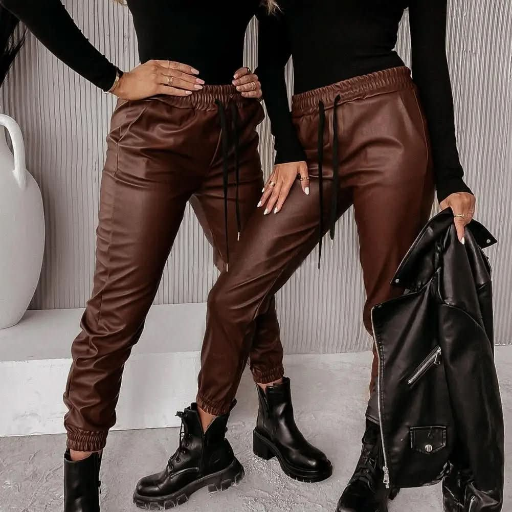 Women's Stretch Leather Trousers